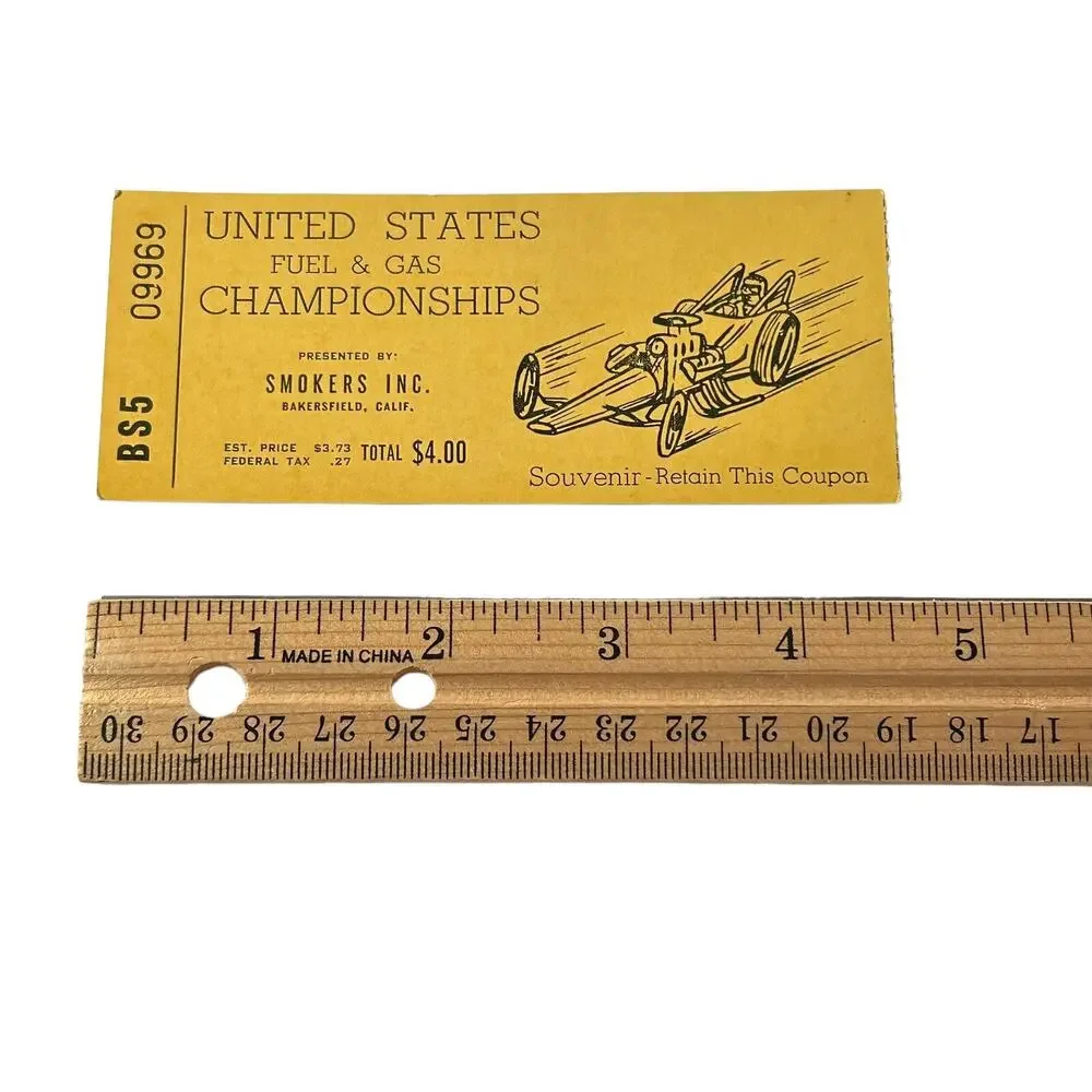 Vtg 1959 UNITED STATES FUEL & GAS CHAMPIONSHIPS SMOKERS INC TICKET BS5 -1ST EVER